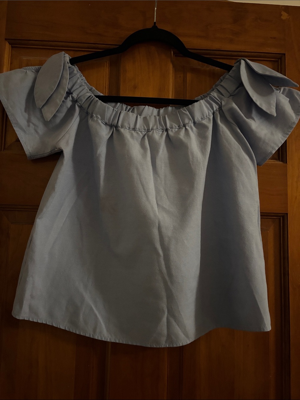 Ardene Light Blue Off-Shoulder Tie-Sleeve Crop Top